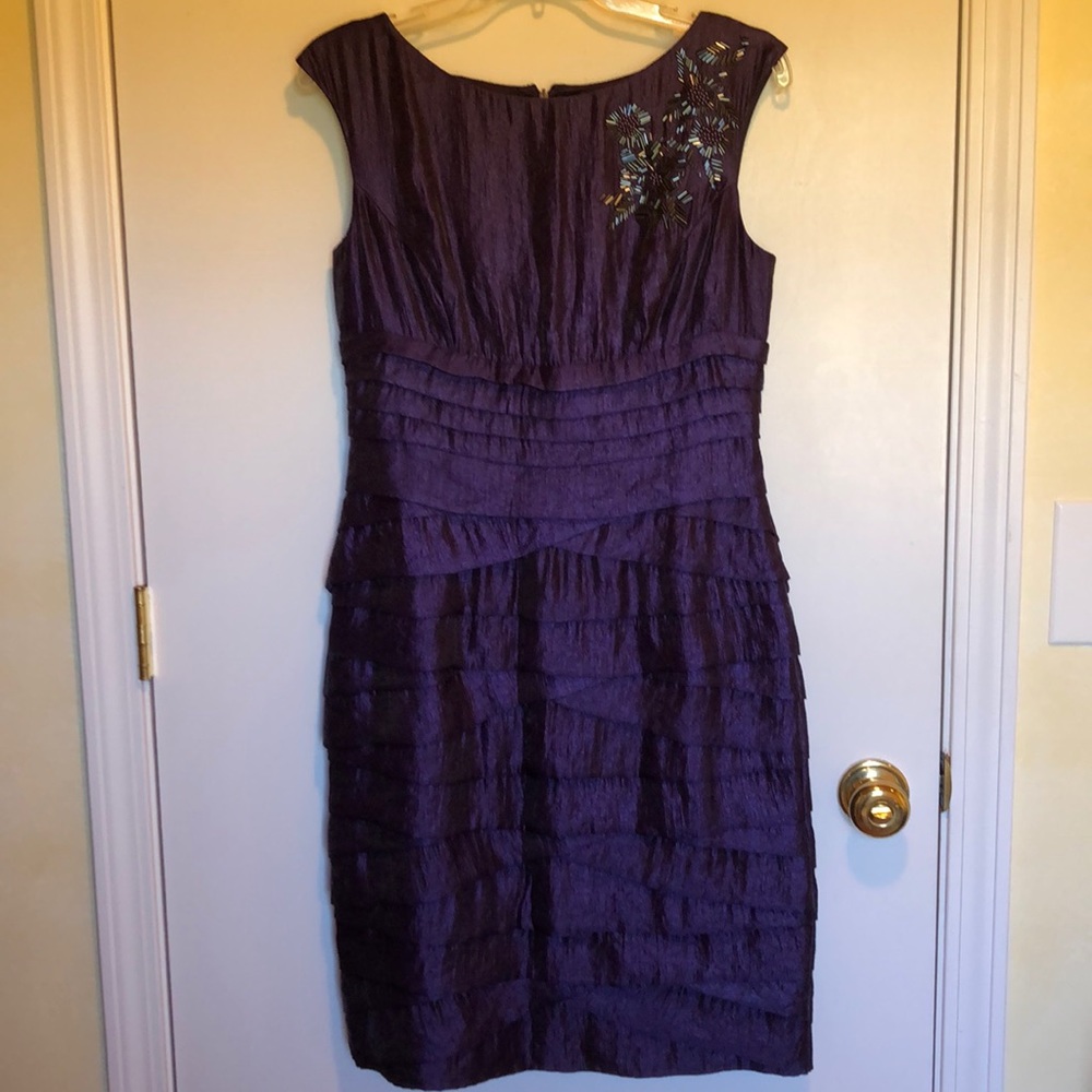 Stunning Adrianna Papell beaded Eggplant dress size 8